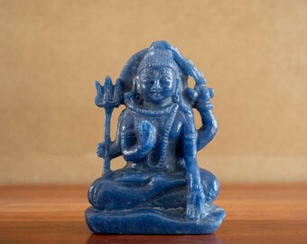 Handgemaakt sodalietbeeld van Lord Shiva: hindoeïstische drie-eenheidsidool (3,25 x 2,75 inch)