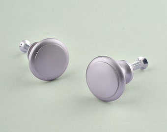 Round Solid Gray Color Furniture Drawer Cabinet Knobs (Sold in Sets)