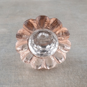 Light Pink Glass Daisy Flower Jewelry Box Knob (Sold in Sets)