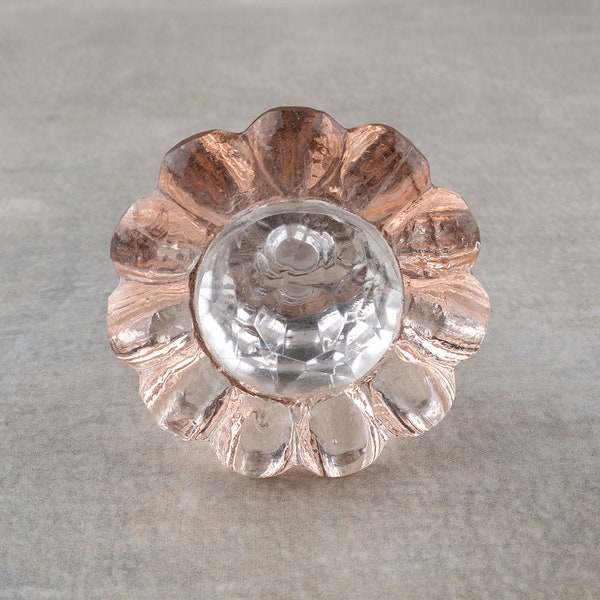 Light Pink Glass Daisy Flower Jewelry Box Knob (Sold in Sets)