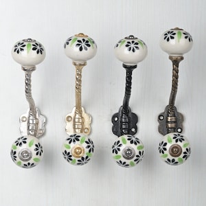 Black Green Round Ceramic Wall Hook Handmade Vintage Coat Hanger Metal Wall Hooks Furniture Hardware Bath Hanger