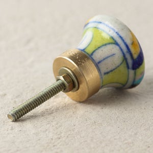 Hand-Painted Star Ceramic Knobs: Multi-Color Furniture Pulls Brass