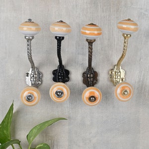 Peach Ceramic Wall Hook Vintage Decorative Coat & Metal Wall Hooks Bathroom Furniture Hardware