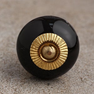 Handmade Solid Black Colored Ceramic Cabinet Knob (Sold in Sets)