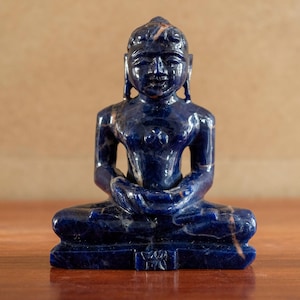 Neminath Ji Sugilite Statue 3.25&quot; x 2.75&quot; Jain Tirthankara Spiritual Decor Meditation Statue Handcrafted Religious Figurine