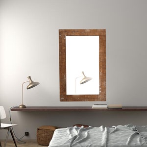 Wooden  Mirror, Medium Mirror, Handmade Mirror, Rustic Mirror, Wall Hanging Mirror, Home Decor Mirror, Farmhouse Bathroom Mirror