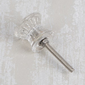 Clear Glass Flower Embossed Knob Medium Sold in Sets image 4