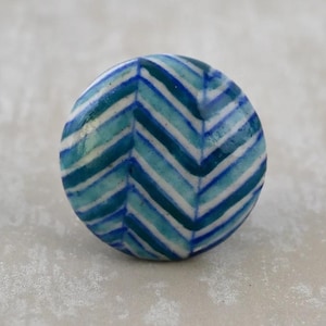 Turquoise & White Blue Pottery Drawer Knob(Sold in Sets) – Vintage Style Drawer Pulls, Home Decor Accent, Shabby Chic Hardware