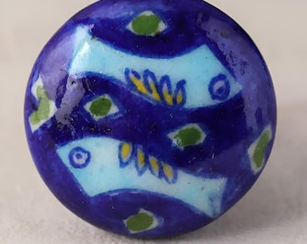 Blue Fish Ceramic Knob: Decorative Cabinet Drawer Pull