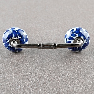 White & Blue design Ceramic Cabinet Wardrobe Drawer Pull (Sold in Sets)