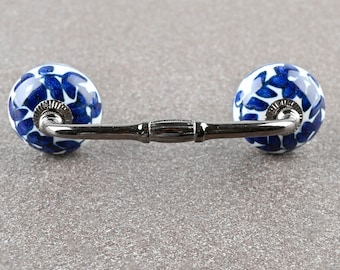 Wit-blauwe keramische designkast met ladekastlade (verkocht per set)