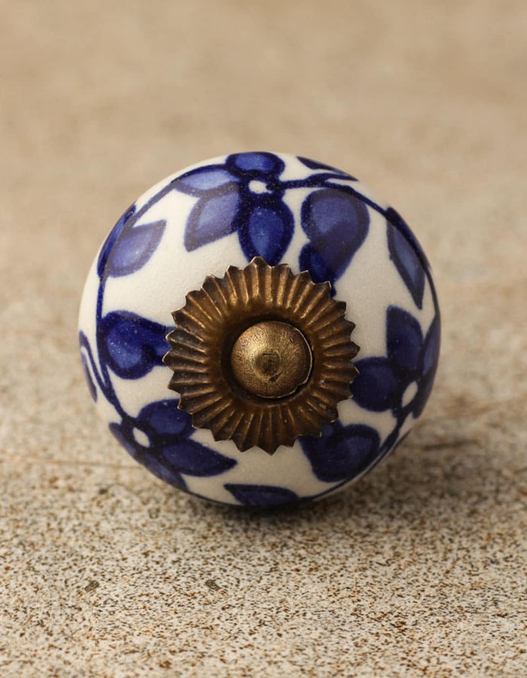 Blue Floral Drawer Knob: Elegant White Cabinet Hardware - Etsy