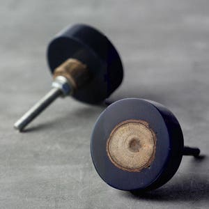 Elegant Round Dark Blue Shape Timber Resin Knob (Sold in Sets)