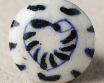 Hand-Painted Ceramic Cabinet Knob: Black Design, Artisan Accent