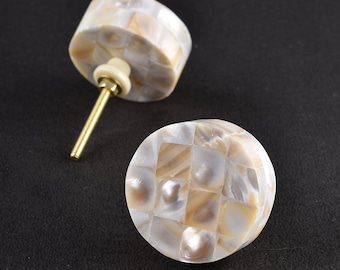 Mother of Pearl Round Shape Cabinet Knob (Sold in Sets)-- Small