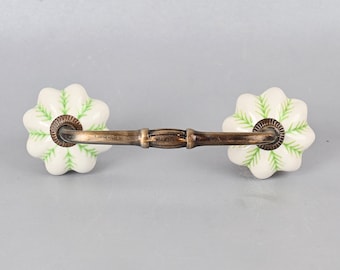 Green Ceramic Cabinet Pull: Kitchen Drawer Handle, Decorative Hardware