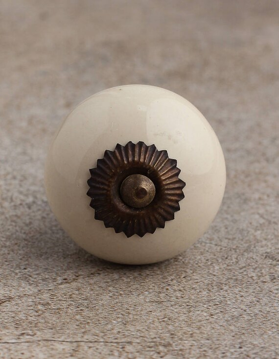 Cream Colored Cabinet Knobs Sold In Sets Etsy