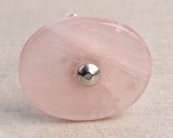 Handcrafted Natural Agate Cabinet Knob: Light Pink Gemstone Furniture Hardware