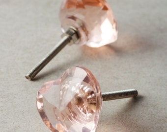 Rosa Glasknopf in Herzform: Möbelbeschläge