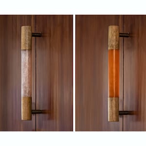 Resin and Wood Round Cylindrical Shape Kitchen Cabinet Drawer Handle, Resin and Wood Cylinder Pull (Sold In Sets)
