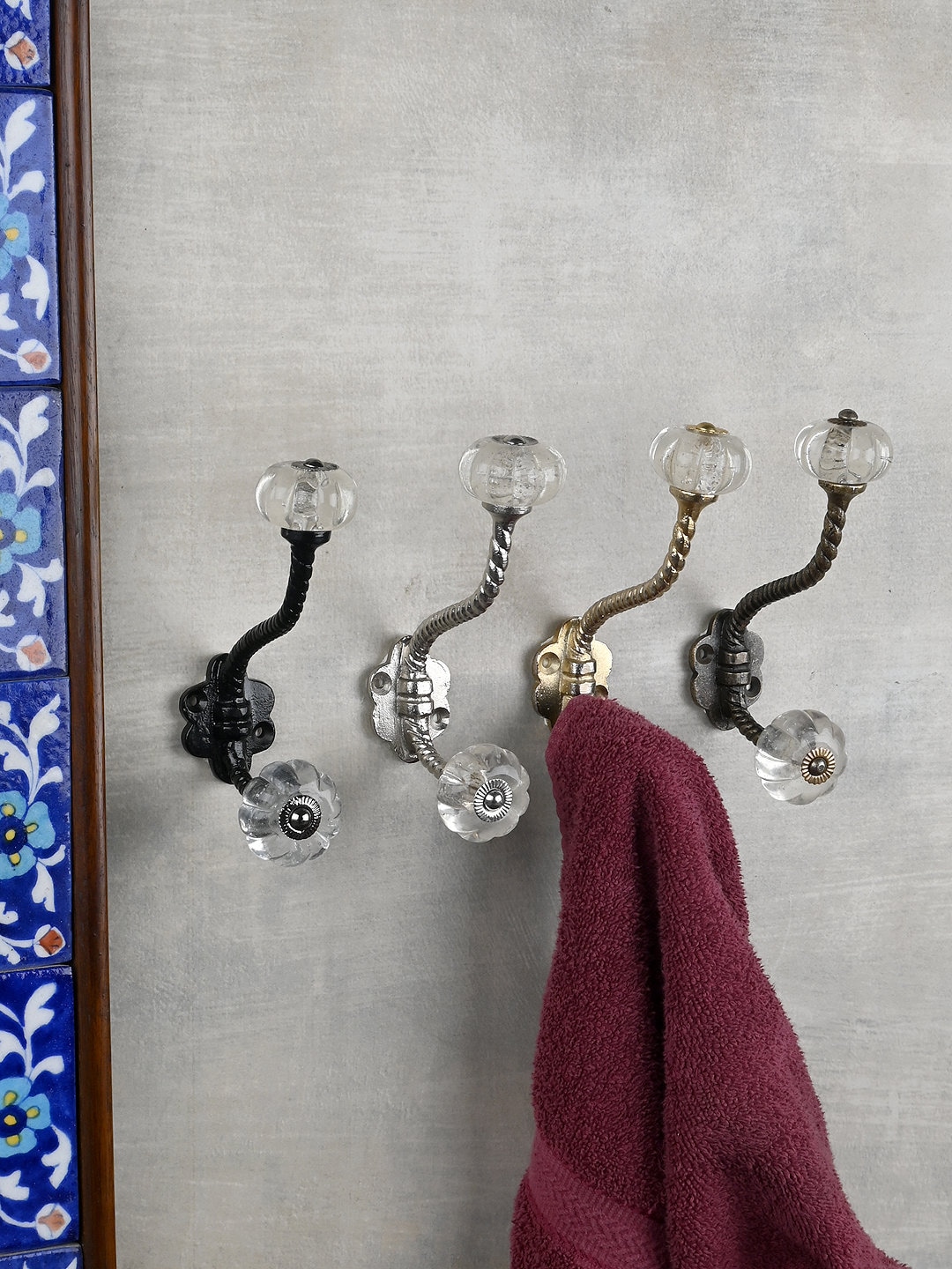 Clear Glass Decorative Handmade Wall Hanger Vintage Wall Hooks Coat