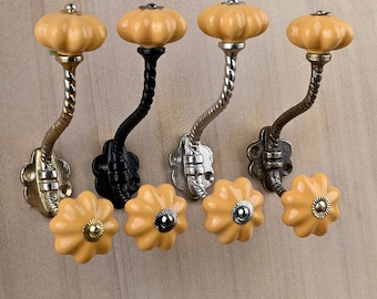 Gele handgemaakte keramische wandhaak vintage metalen meubels en bad decoratieve haken