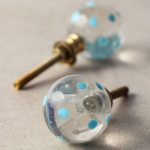 Kristall gepunkteter blauer Glas-Schrank-Schrankknopf (in Sets verkauft), Glaskristall-Schrankknöpfe | Türknäufe mit Schrauben für Home Decor