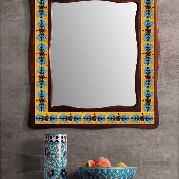 Handmade Decorative Wall Hanging Ceramic Tile Mirror