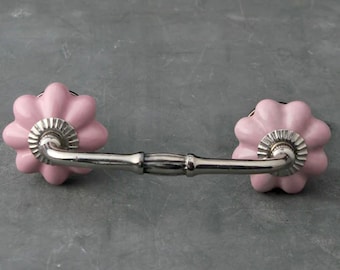 Tirador floral de cerámica rosa: herrajes para armarios y roperos