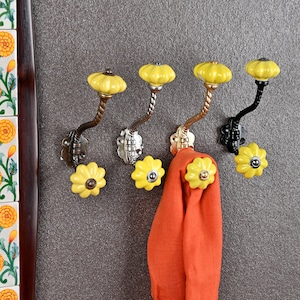 Ganchos de pared de cerámica hechos a mano, vintage, para abrigos y metal, herrajes decorativos para muebles, ganchos para baño