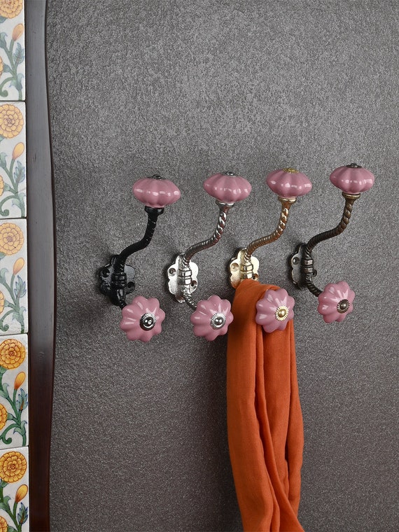 Buy Pink Decorative Handmade Ceramic Wall Hook Vintage Wall Hooks Coat Hook  metal Wall Hooks furniture Hardware Hooks Bath Hooks Online in India 