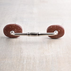 Oval Agate Cabinet Pulls Brown Gemstone Drawer Handles Natural Stone Furniture Hardware Set