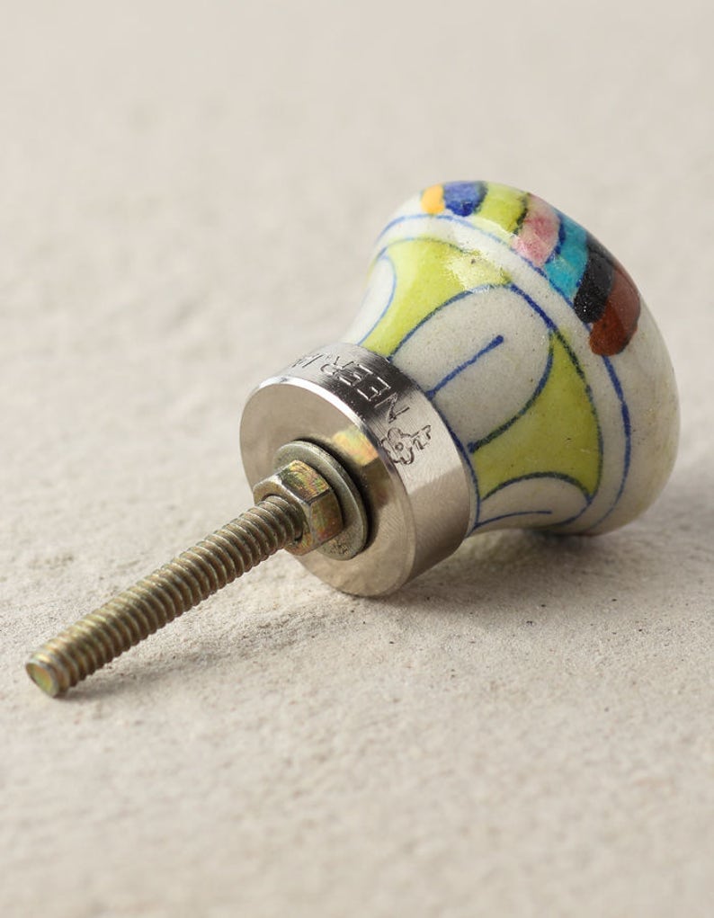 Hand-Painted Star Ceramic Knobs: Multi-Color Furniture Pulls Silver
