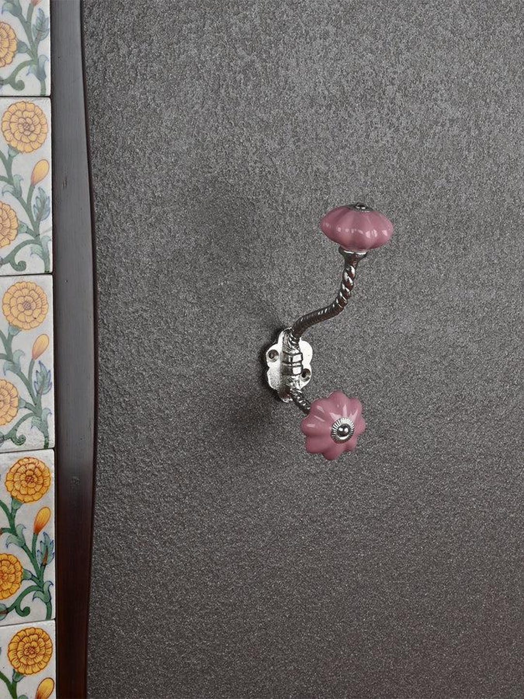 Pink Decorative Handmade Ceramic Hanger| Vintage Wall Hooks| Metal Wall ...