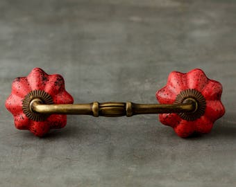 Red Colored Cupboard Cabinet or Drawer Pull (Sold in Sets)