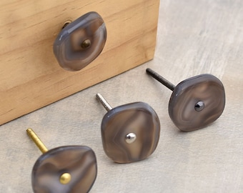 Pomelli per mobili in pietra preziosa di agata naturale: maniglie per mobili marroni e grigie