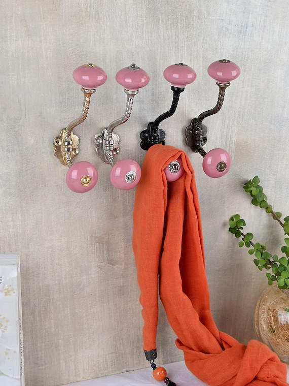 Pink Decorative Handmade Ceramic Wall Hook vintage Wall Hooks Coat Hook metal Wall Hooks furniture Hardware Hooks Bath Hooks Etsy