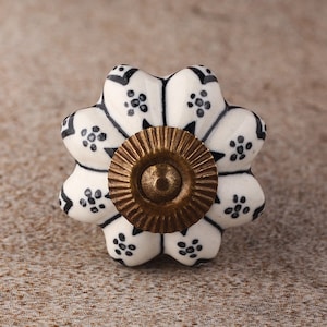 Black design with White Base Ceramic knob (Sold in Sets)