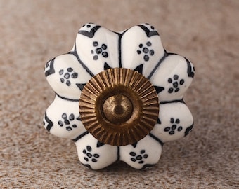 Black design with White Base Ceramic knob (Sold in Sets)