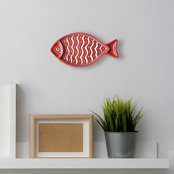 Blue Pottery Flying Fish Wall Plate: Handcrafted Ceramic Decor