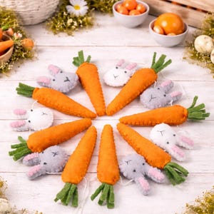 Felt Easter Garland Carrots and Bunnies Spring Decor - Etsy