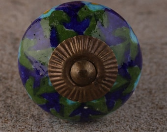 Türkis Blumenmuster Perlen Küche Schublade Knäufe (Verkauft in Sets)