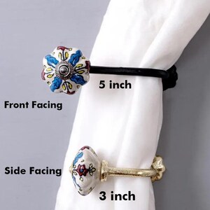 Handmade Ceramic Curtain Tie Back: Black & Lime Floral Towel Hook image 9
