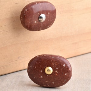 Natural Gemstone Dark Brown Cabinet Knobs - Luxury Kitchen Furniture Pulls, Set of Gemstone Drawer Knobs