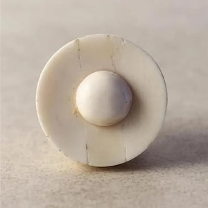 Cream Resin Bone Cabinet Knob: Round Dresser Drawer Pull, 1.5"