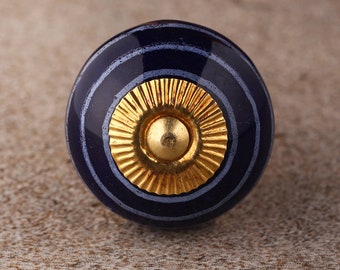 Light Purple Ceramic Cabinet Knob: Blue Base Furniture Hardware (Sold in Sets)