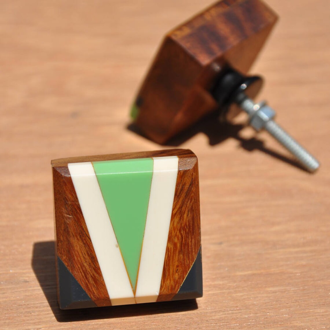 Square Shape Green Color Wooden Bathroom Knob sold in Sets | Etsy