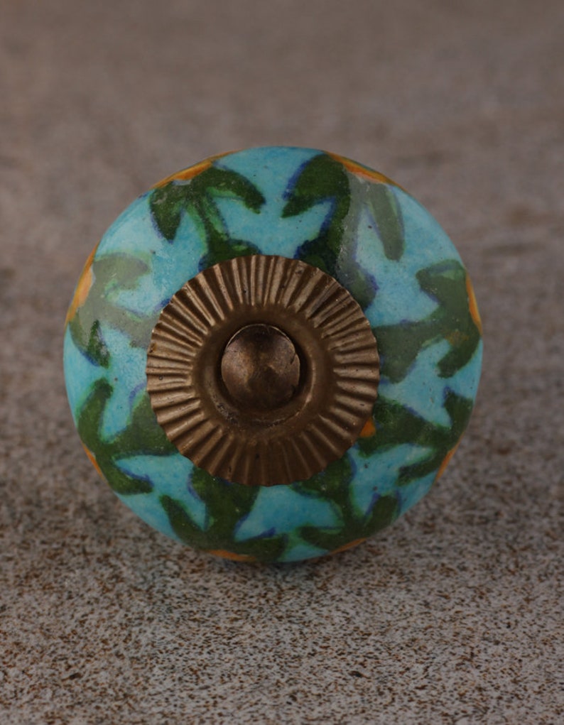 Bathroom Beaded Knobs With Turquoise Floral Print sold in - Etsy