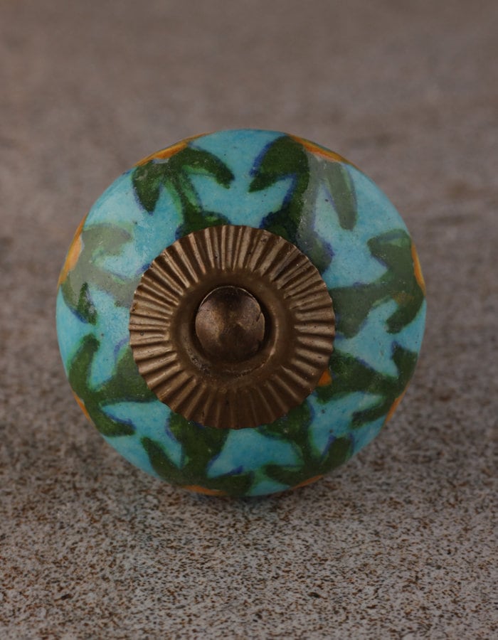 Bathroom Beaded Knobs With Turquoise Floral Print (sold in Sets) - Etsy