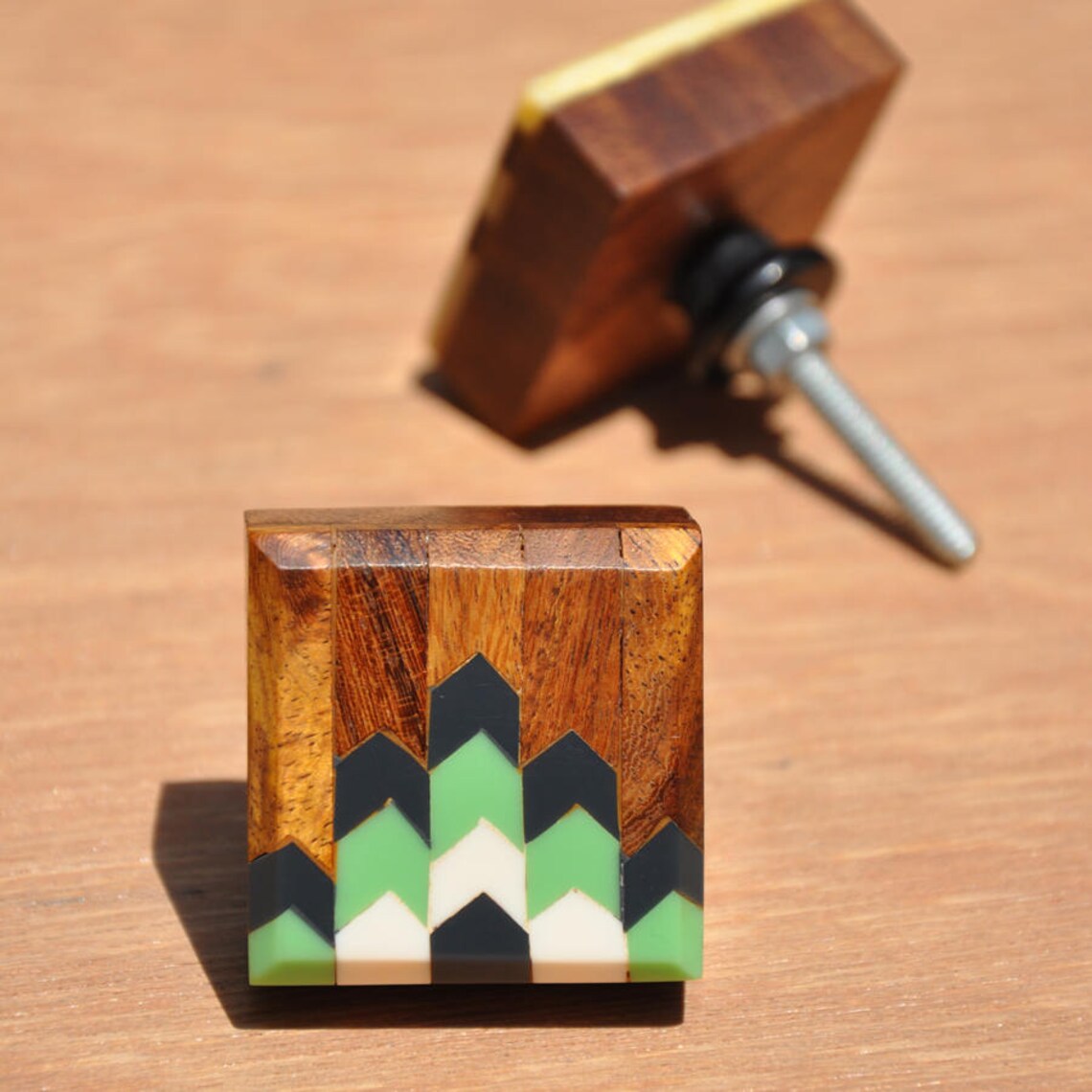 Square Shape Green Color Wooden Bathroom Knob sold in Sets | Etsy